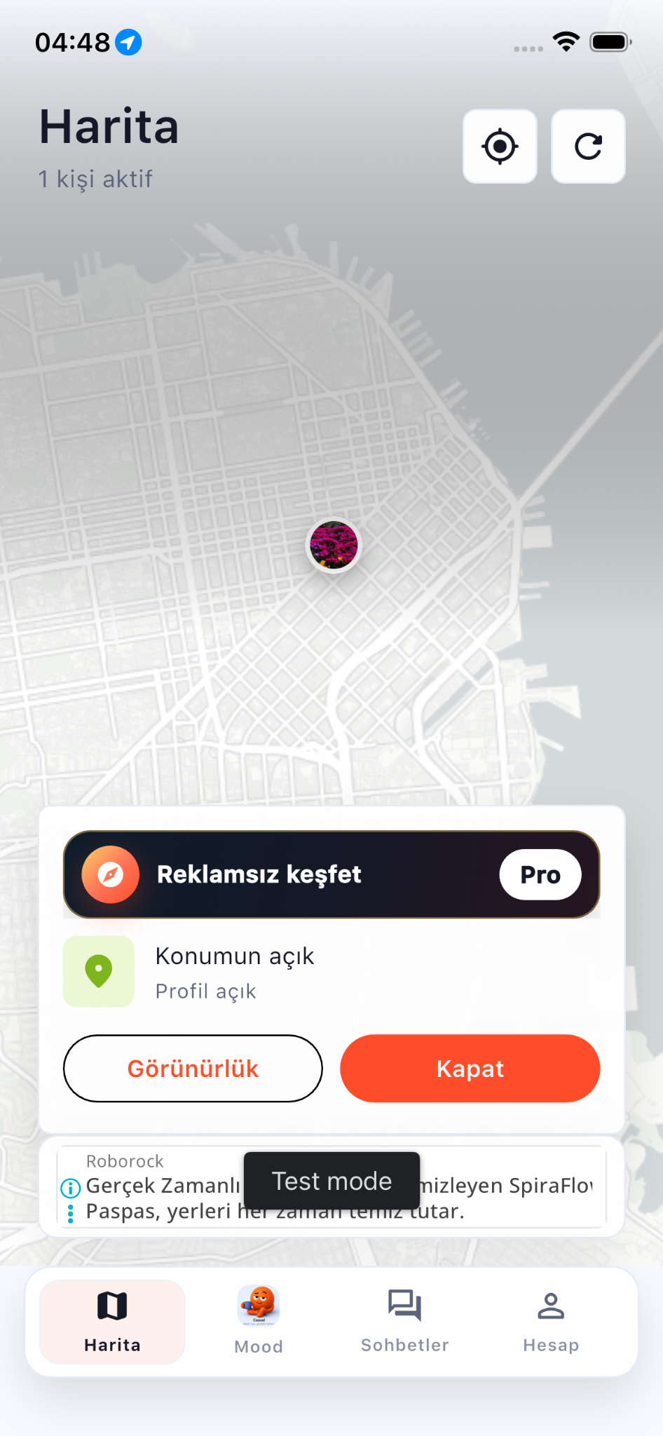 Mood seçimi ekranı